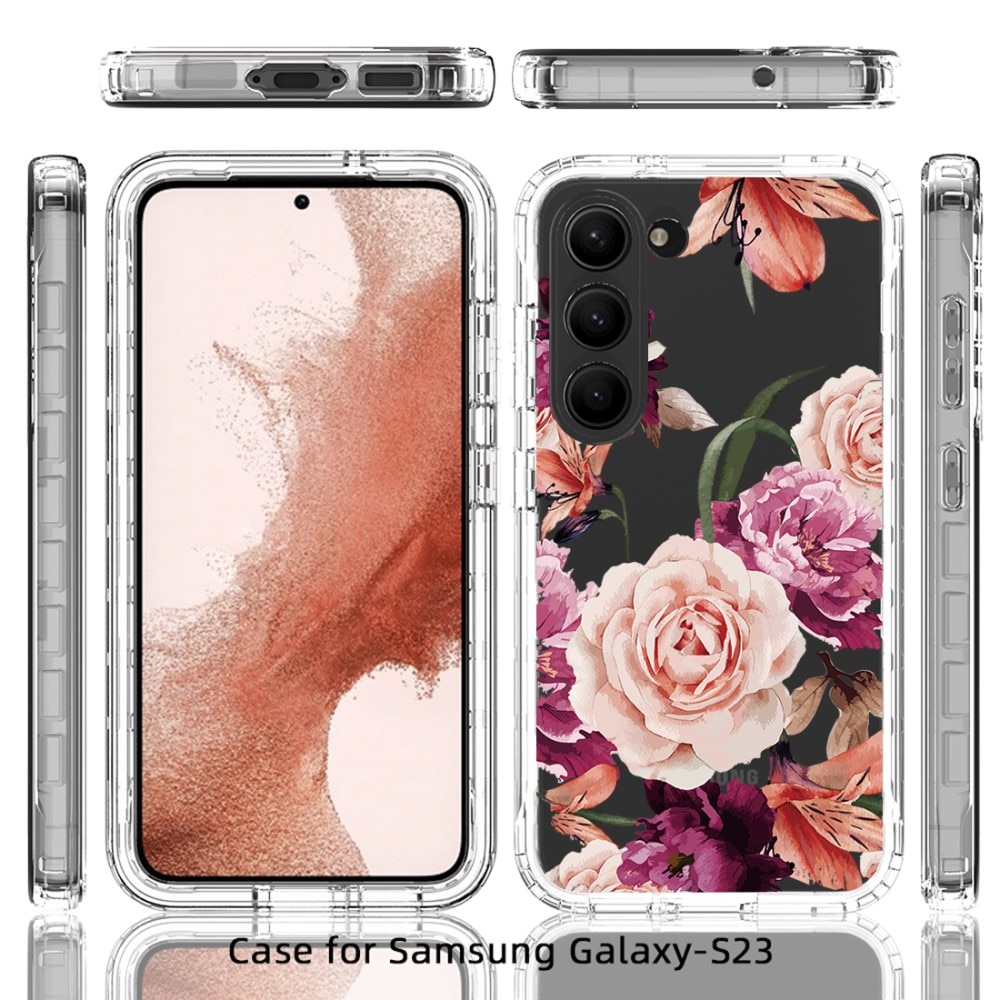 Samsung Galaxy S23 Full Cover Hoesje bloemen