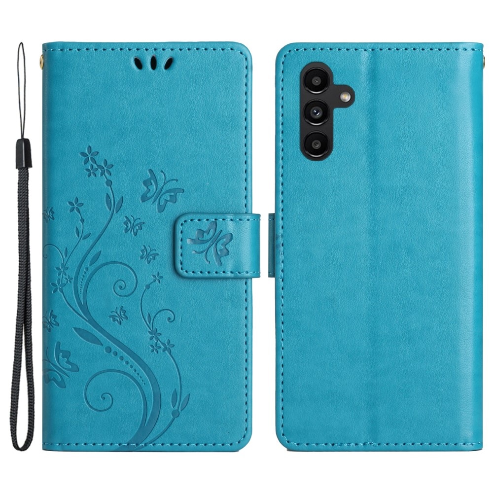 Samsung Galaxy A54 Leren vlinderhoesje blauw