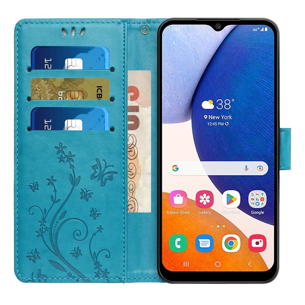 Samsung Galaxy A54 Leren vlinderhoesje blauw