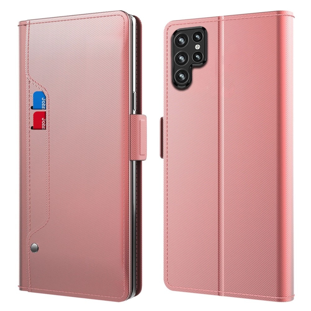 Samsung Galaxy S23 Ultra Bookcover Hoesje met Spiegel roze goud