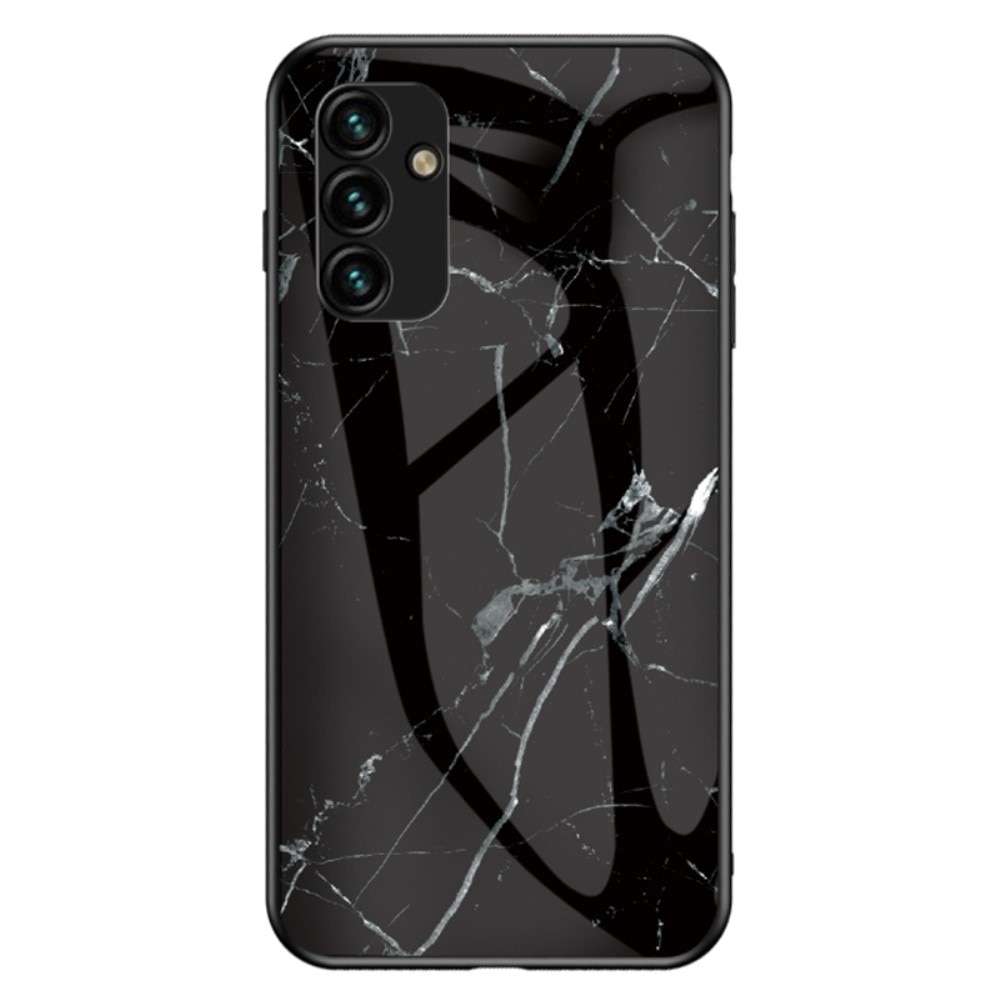 Samsung Galaxy A34 Hoesje Gehard Glas zwart marmer