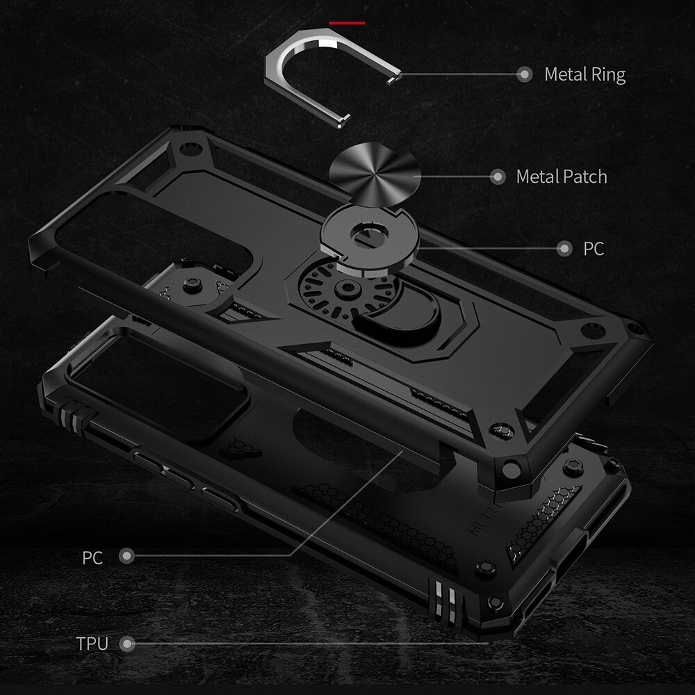 Xiaomi 12T/12T Pro Hybridcase Tech Ring zwart