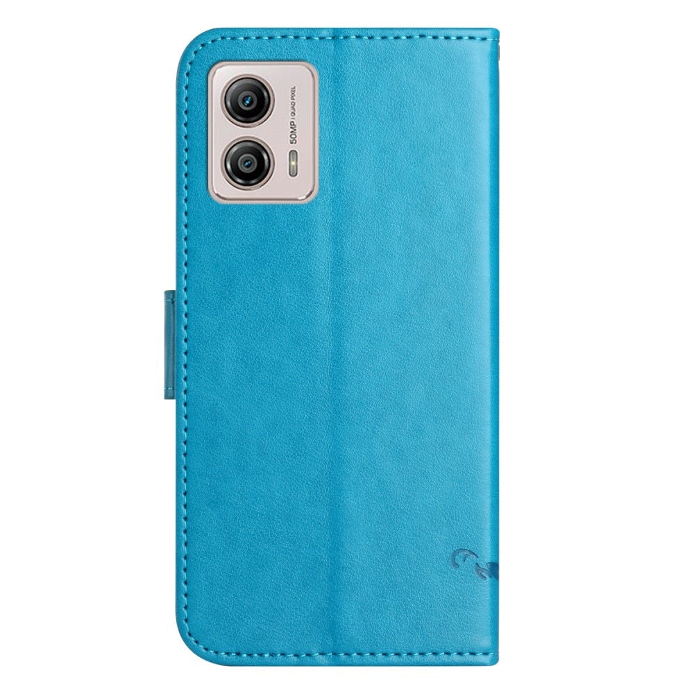 Motorola Moto G53 Leren vlinderhoesje blauw