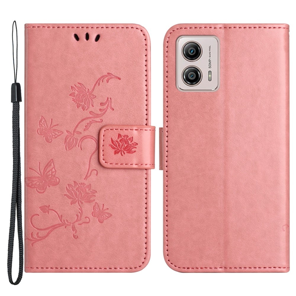 Motorola Moto G53 Leren vlinderhoesje Roze