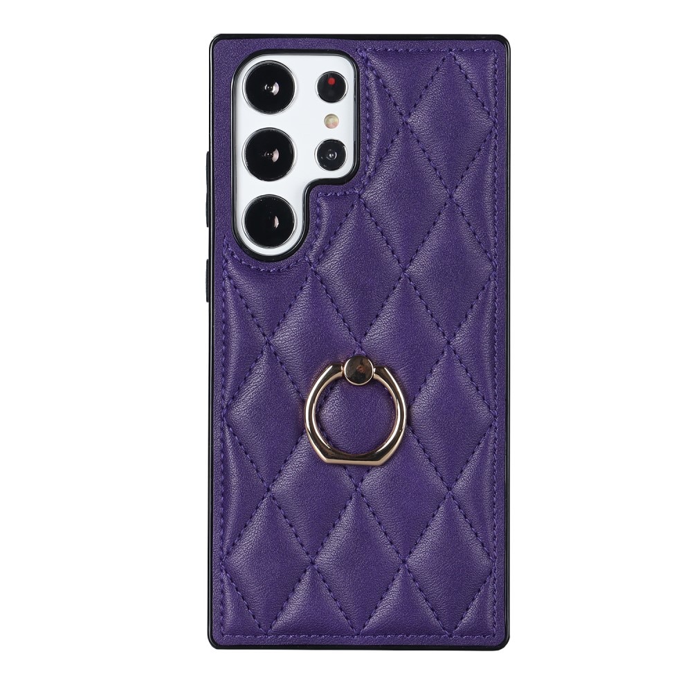 Samsung Galaxy S23 Ultra Hoesje Finger Ring Quilted Paars