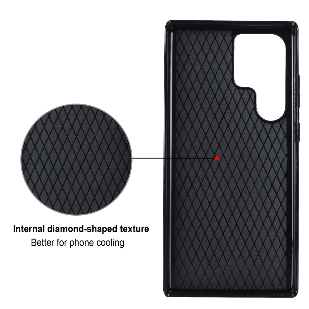 Samsung Galaxy S23 Ultra Hoesje Finger Ring Quilted zwart