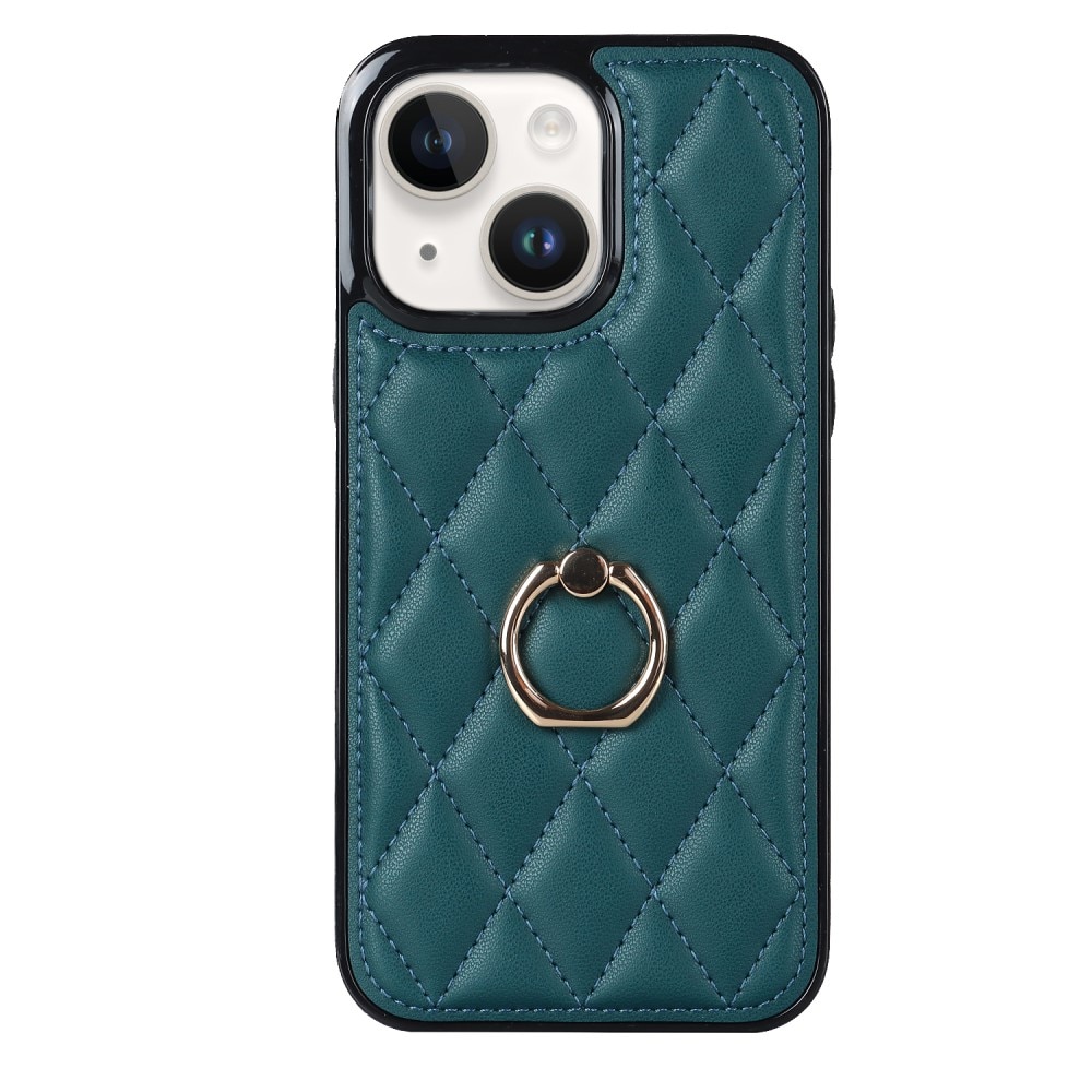 iPhone 14 Hoesje Finger Ring Quilted groen
