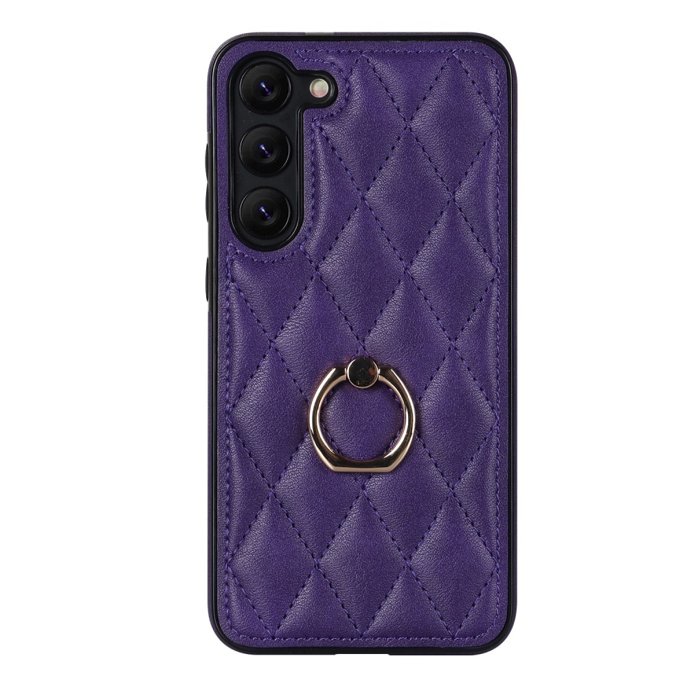 Samsung Galaxy S23 Hoesje Finger Ring Quilted Paars