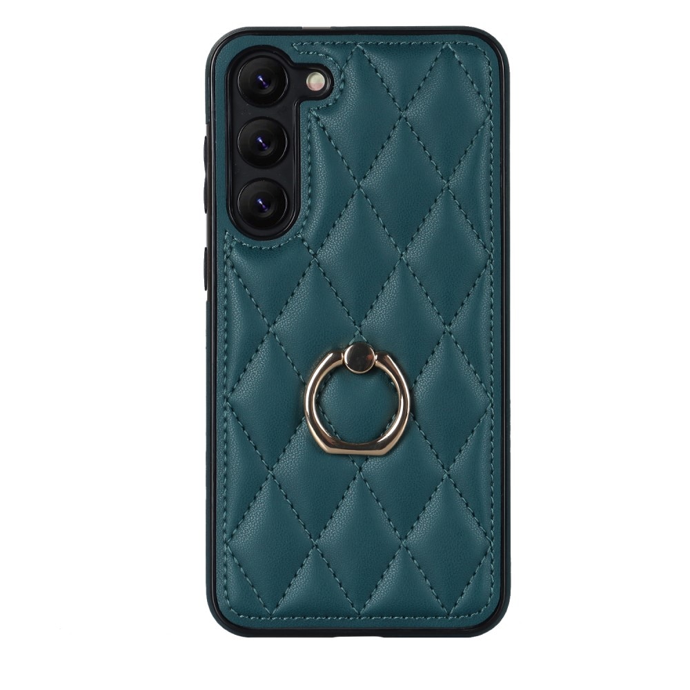 Samsung Galaxy S23 Plus Hoesje Finger Ring Quilted groen