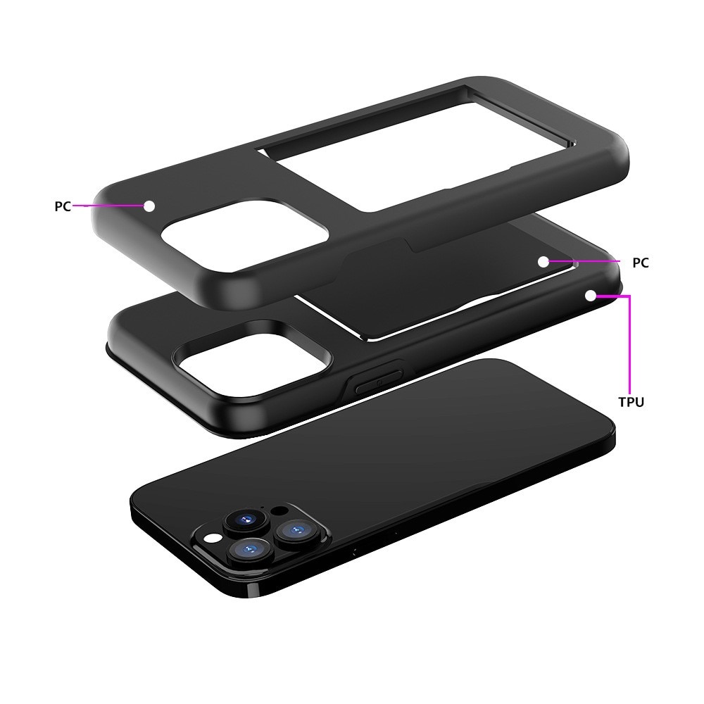 iPhone 14 Pro Hybridhoesje met Cardslot zwart