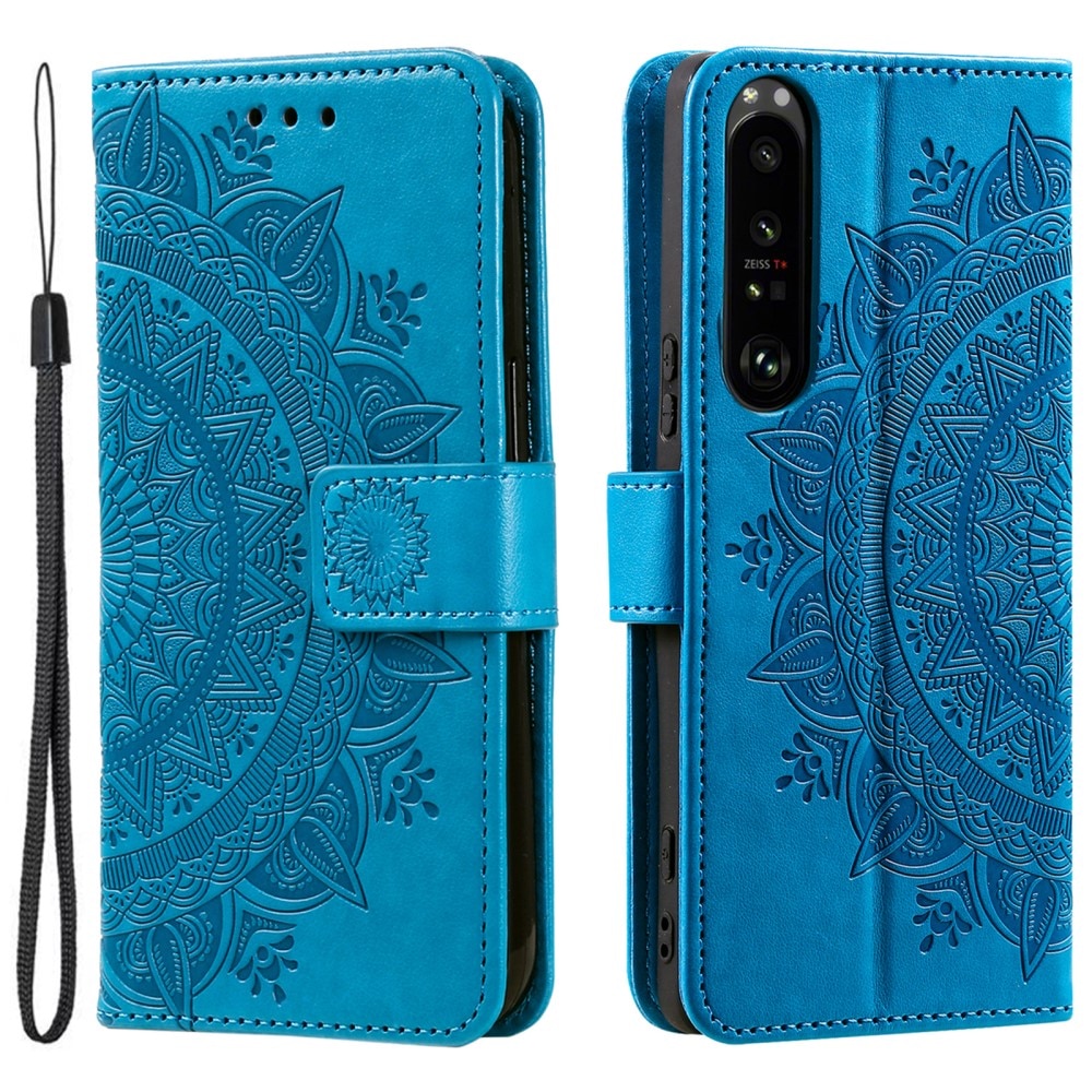 Sony Xperia 1 V Leren Mandalahoesje blauw