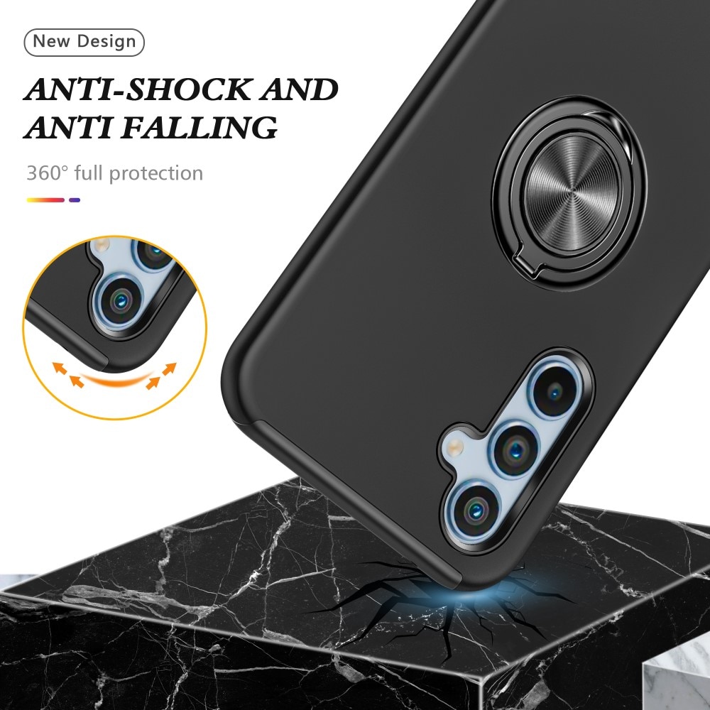 Samsung Galaxy A54 TPU hoesje Finger Ring Kickstand zwart