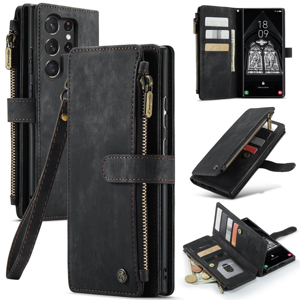 Bookcover hoesje Rits Samsung Galaxy S23 Ultra zwart