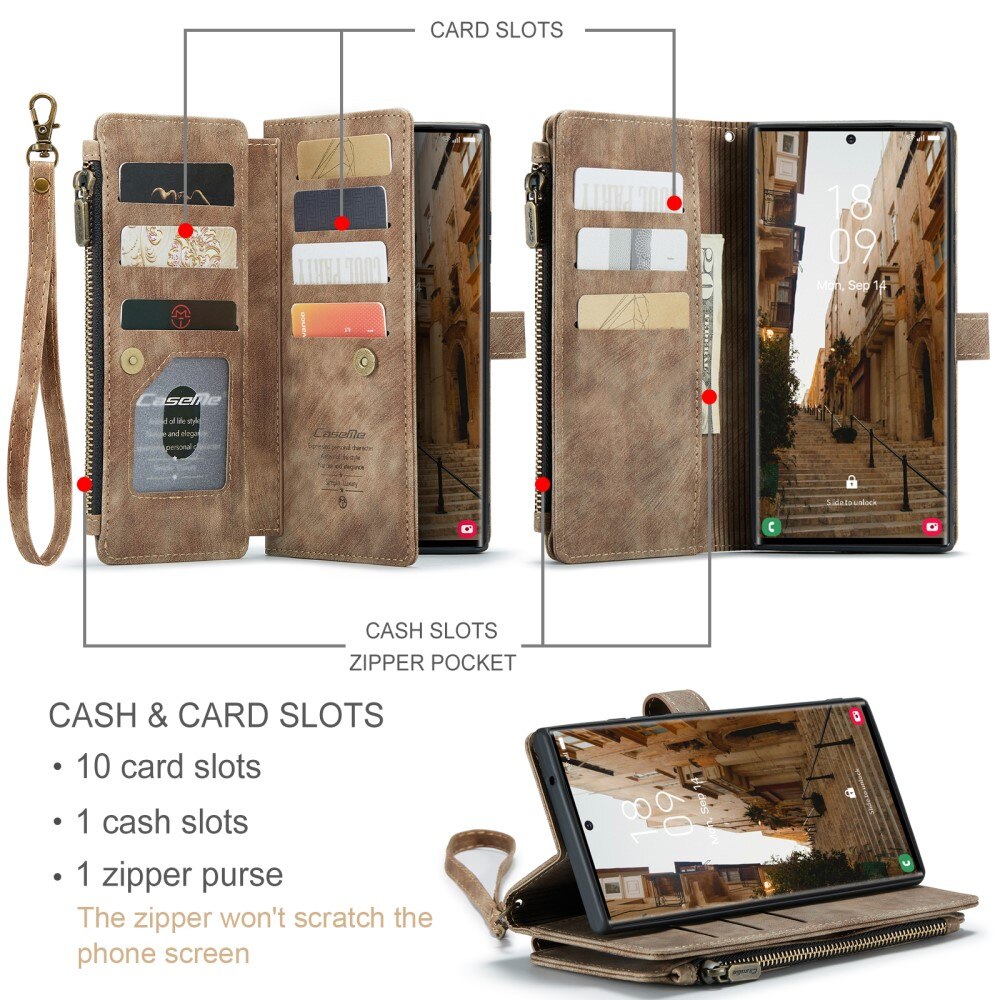 Bookcover hoesje Rits Samsung Galaxy S23 Ultra Bruin