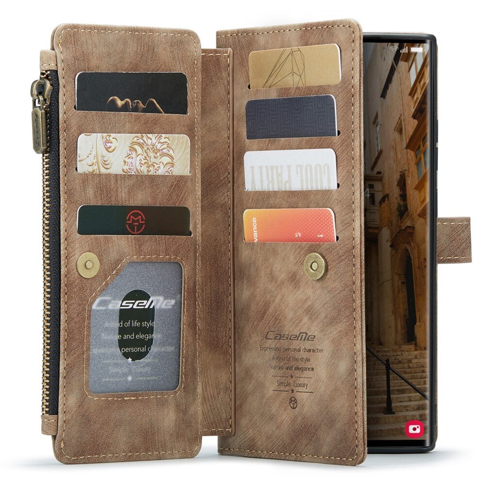 Bookcover hoesje Rits Samsung Galaxy S23 Ultra Bruin