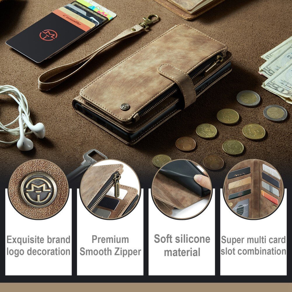 Bookcover hoesje Rits Samsung Galaxy S23 Ultra Bruin