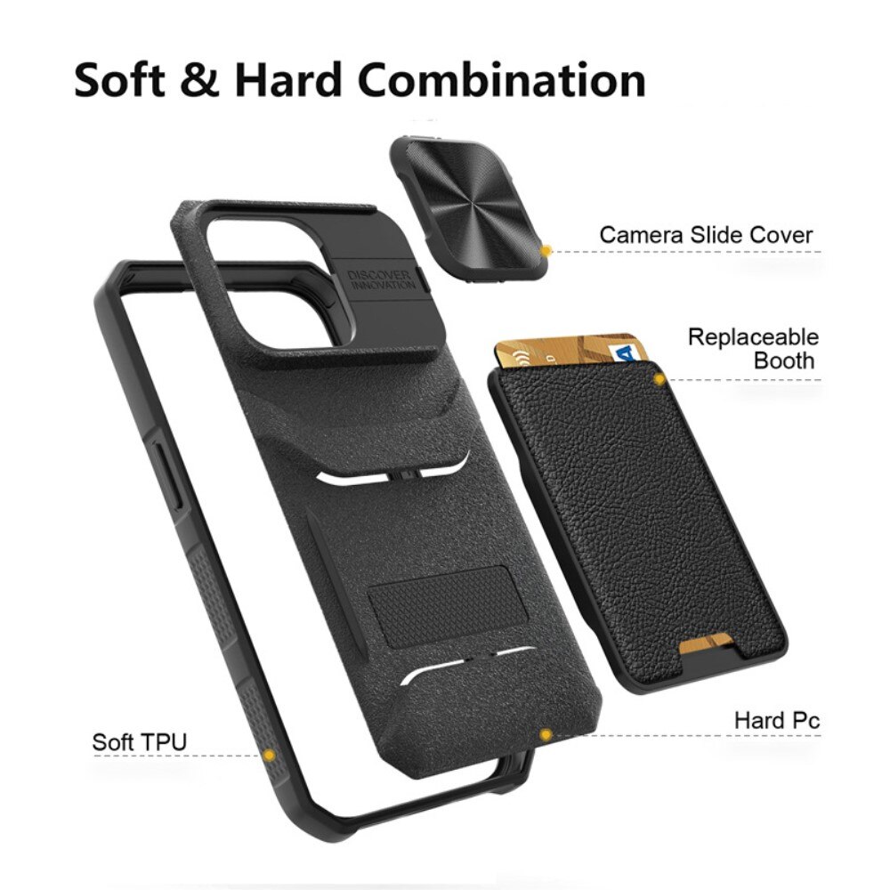 iPhone 14 Pro Hybridcase Camera Protector+Cardslot zwart