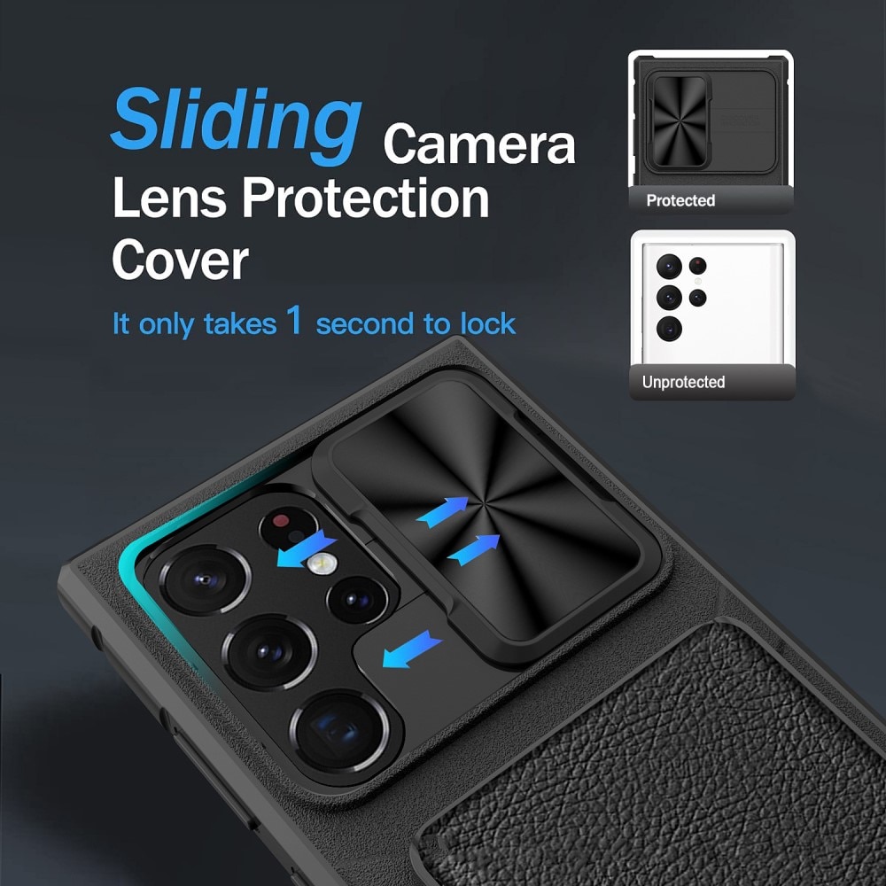 Samsung Galaxy S23 Ultra Hybridcase Camera Protector+Cardslot zwart