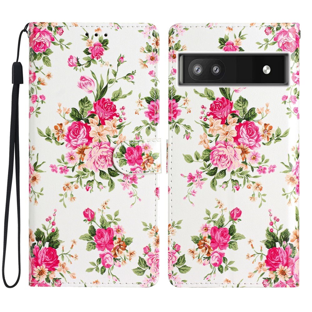 Google Pixel 6a Smartphonehoesje roze bloemen