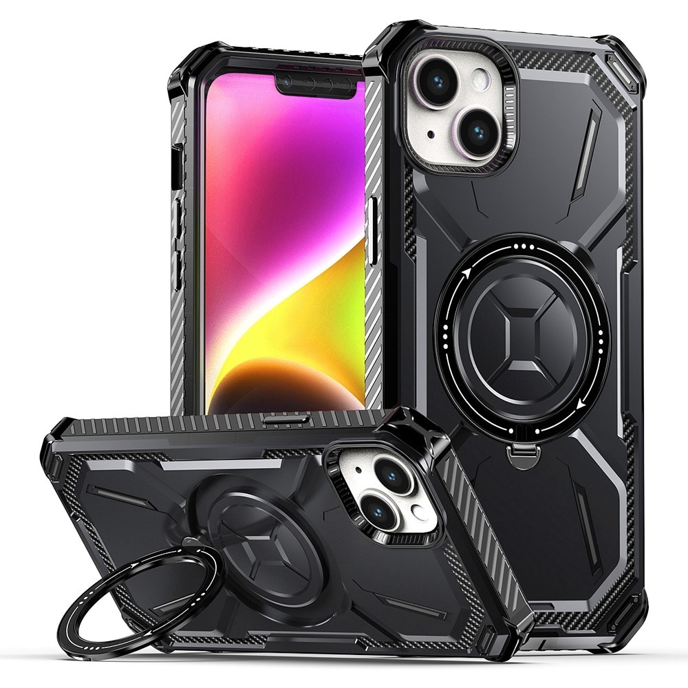 iPhone 15 Plus Hybridcase Tech MagSafe Ring zwart