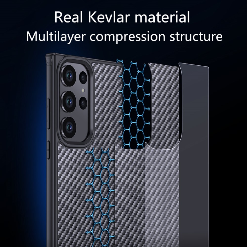 Samsung Galaxy S23 Ultra Hybridcase Kevlar MagSafe koolstofvezel