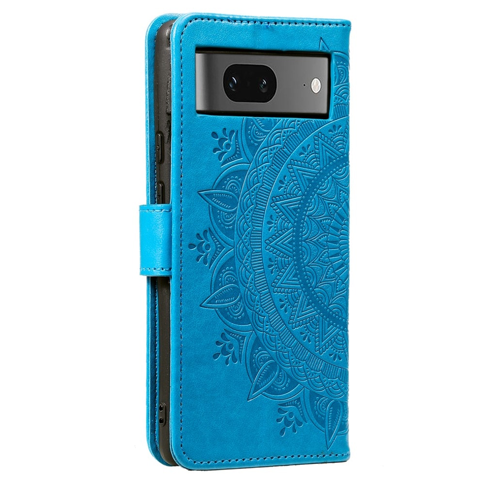 Google Pixel 8 Leren Mandalahoesje blauw