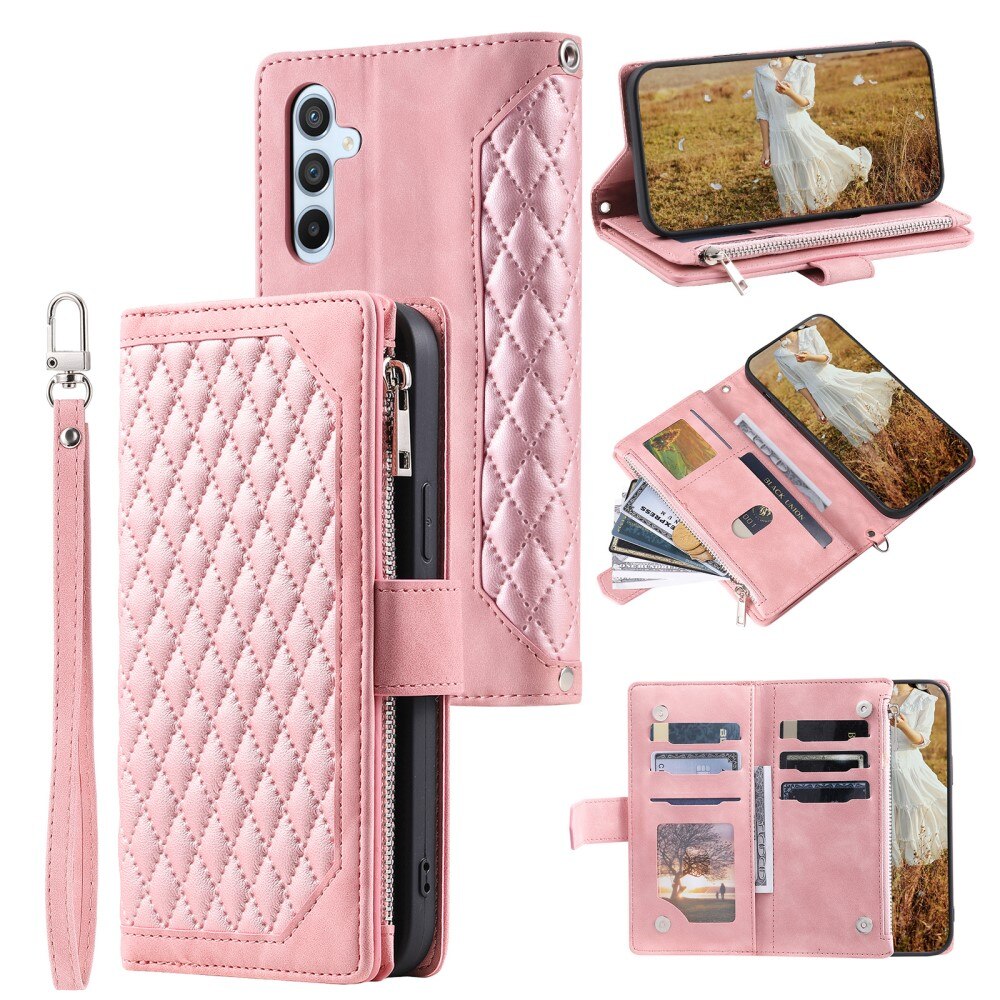 Samsung Galaxy A54 Portemonnee tas Quilted Roze
