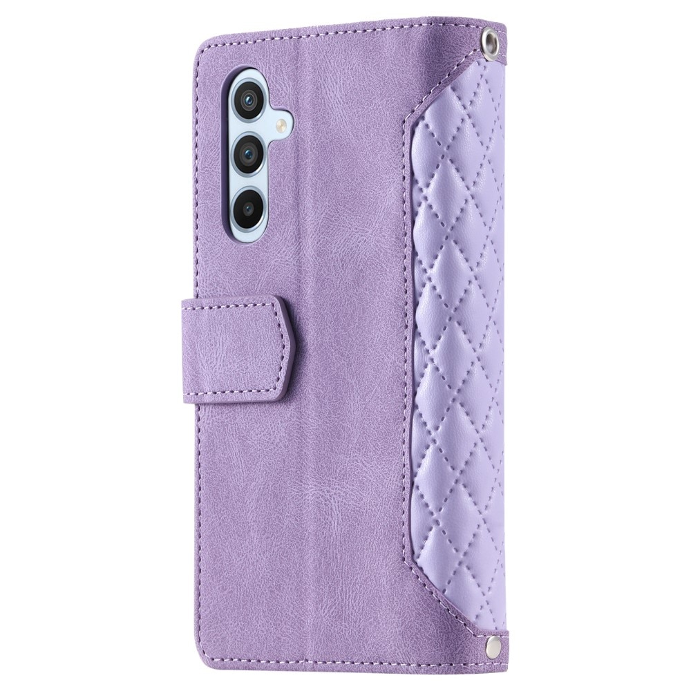 Samsung Galaxy A14 Portemonnee tas Quilted paars