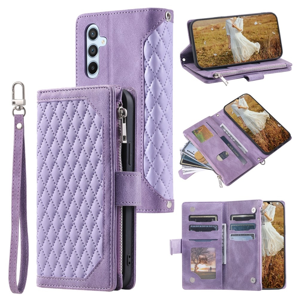 Samsung Galaxy A14 Portemonnee tas Quilted Paars