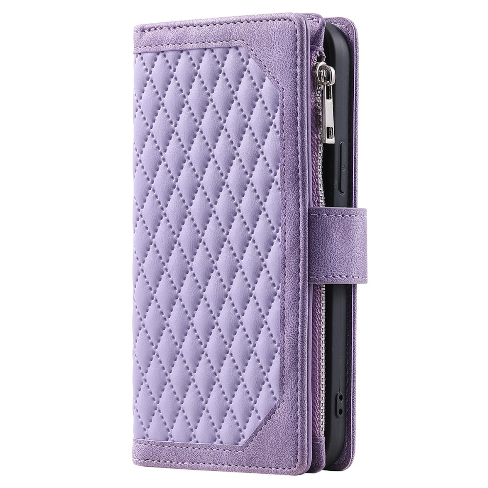 Samsung Galaxy A14 Portemonnee tas Quilted paars