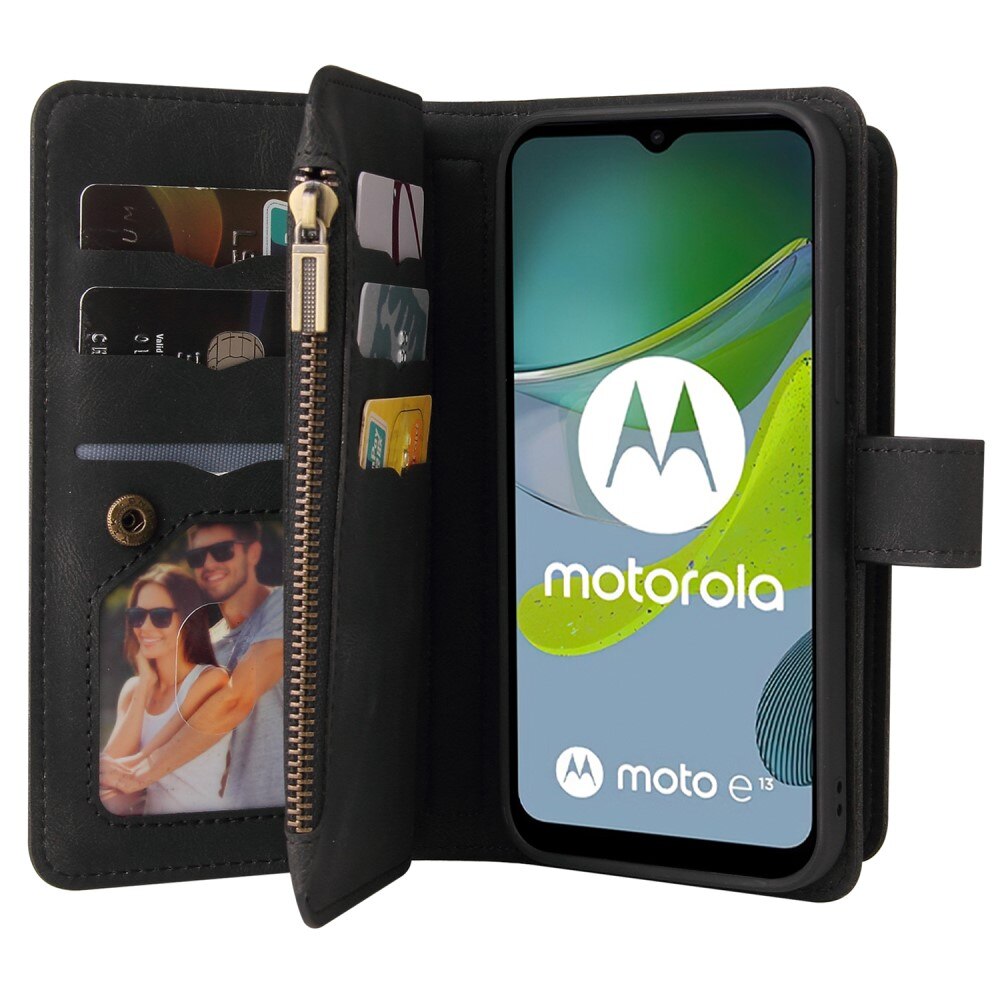 Motorola Moto E13 Leather Multi-Wallet zwart