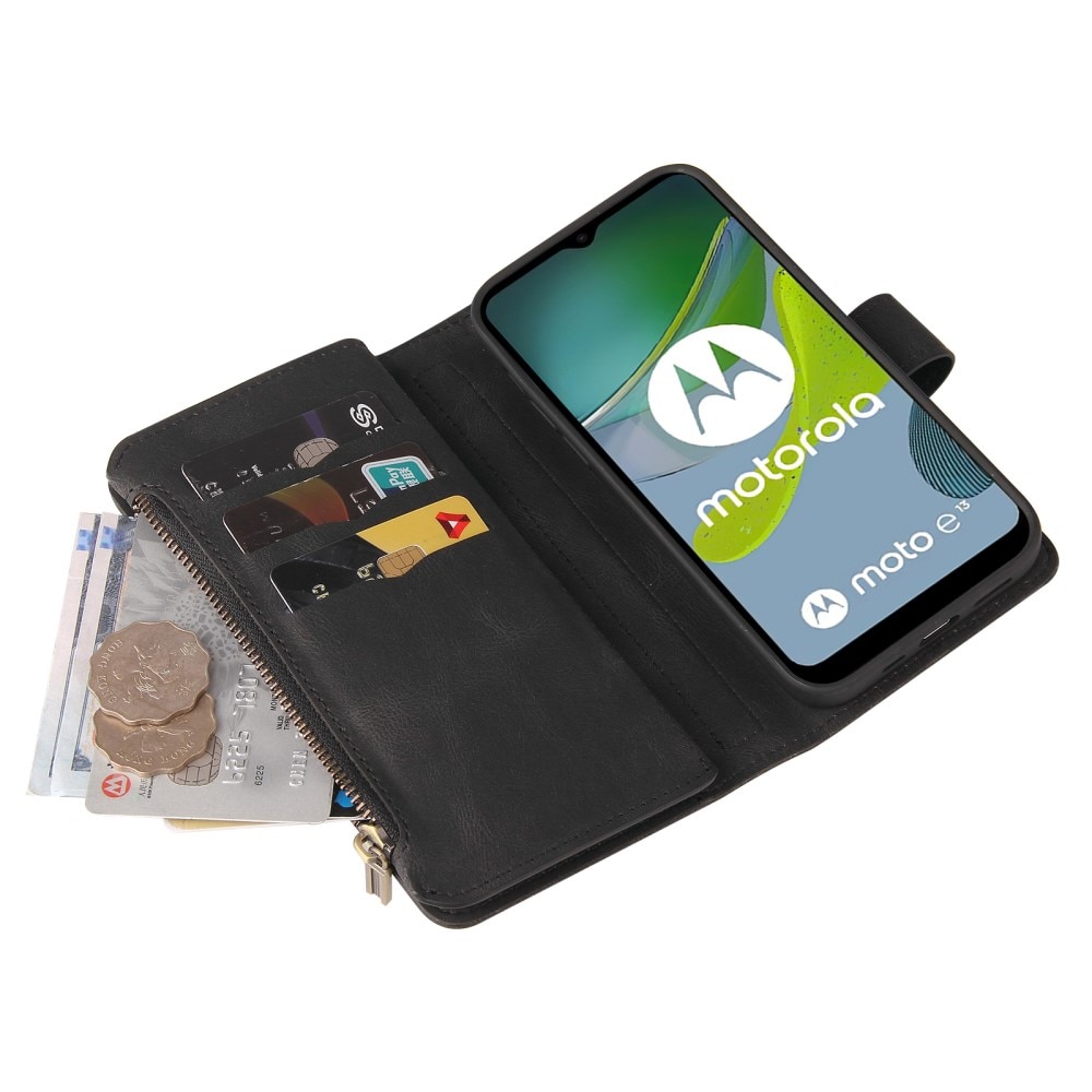 Motorola Moto E13 Leather Multi-Wallet zwart