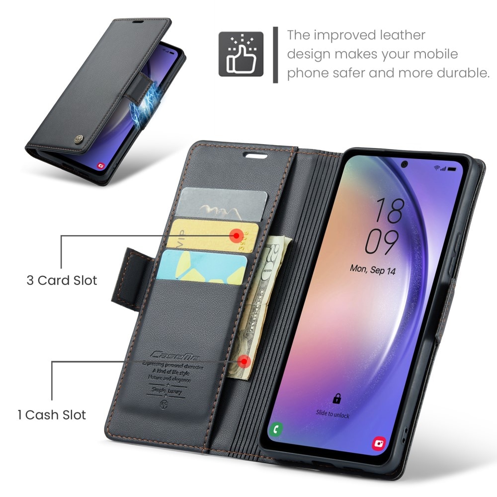 RFID blocking Slim Bookcover Hoesje Samsung Galaxy A54 Zwart