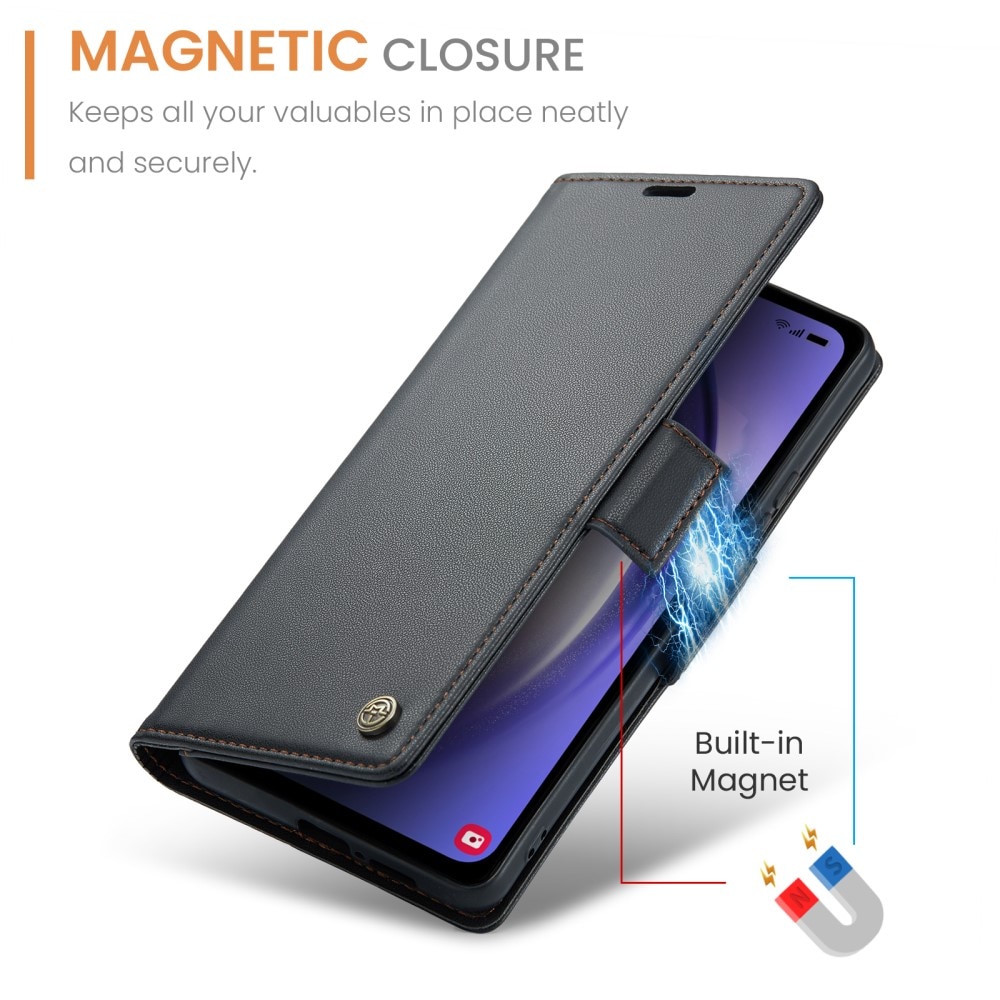 RFID blocking Slim Bookcover Hoesje Samsung Galaxy A54 Zwart
