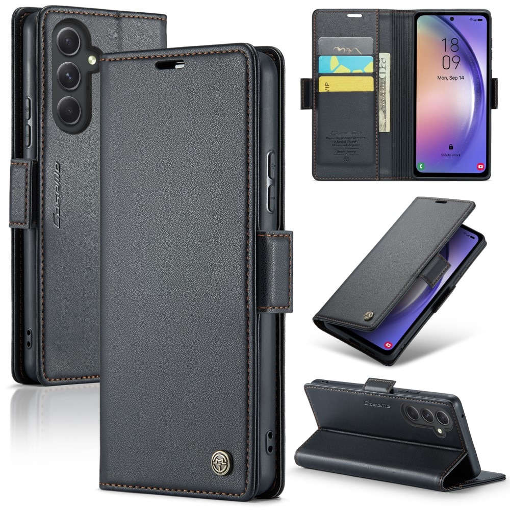 RFID blocking Slim Bookcover hoesje Samsung Galaxy A54 zwart