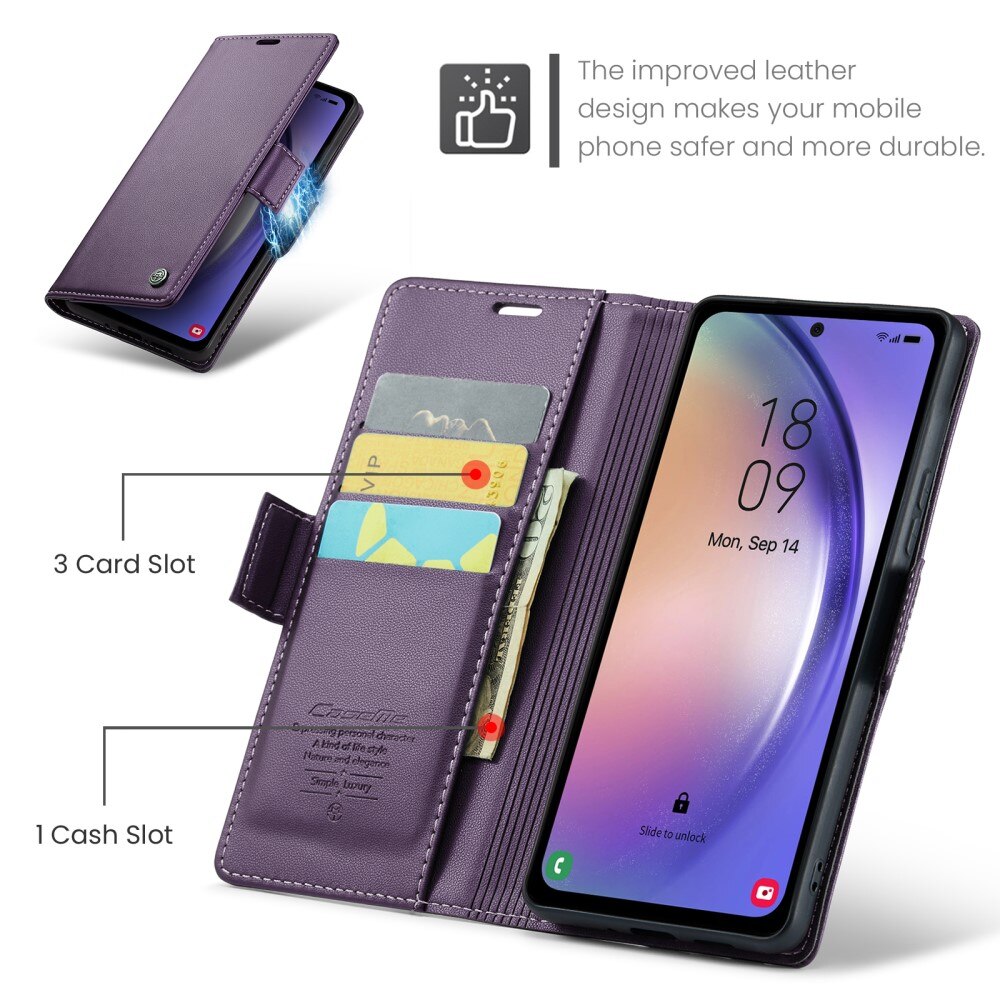 RFID blocking Slim Bookcover hoesje Samsung Galaxy A54 paars