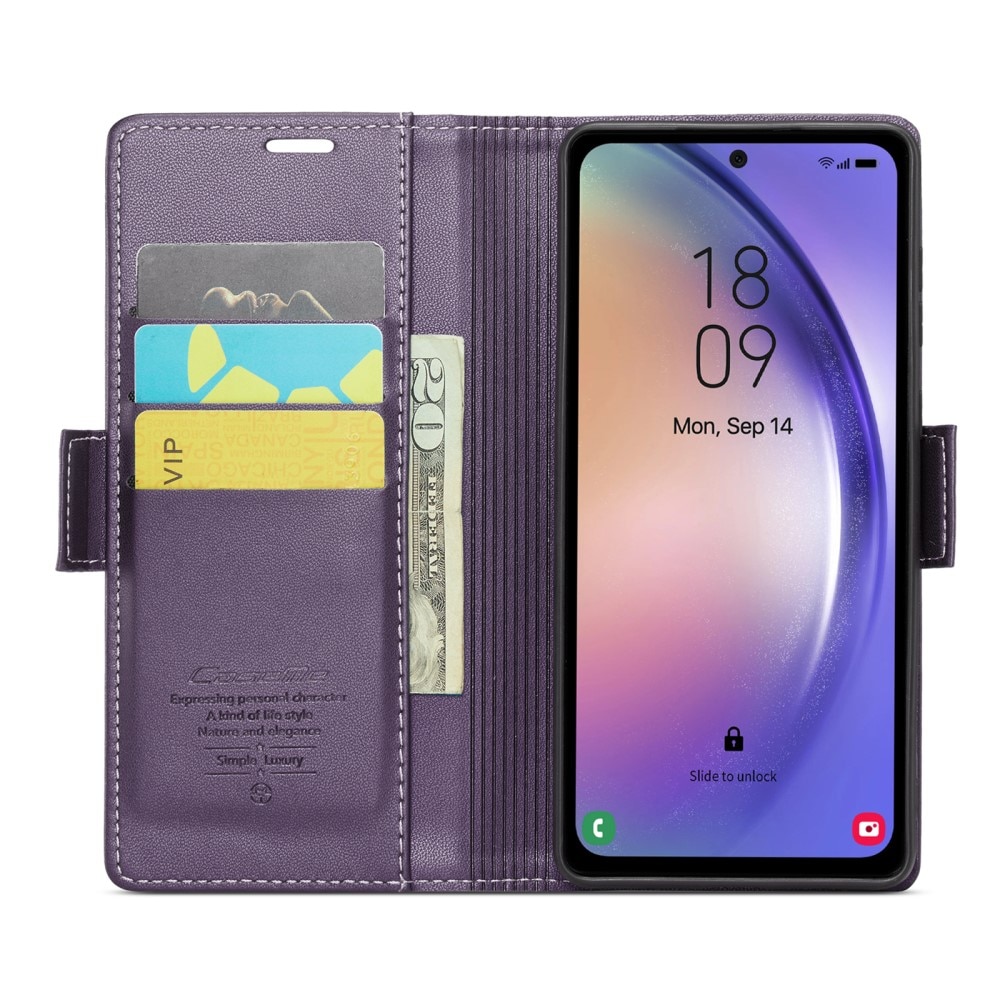 RFID blocking Slim Bookcover hoesje Samsung Galaxy A54 paars