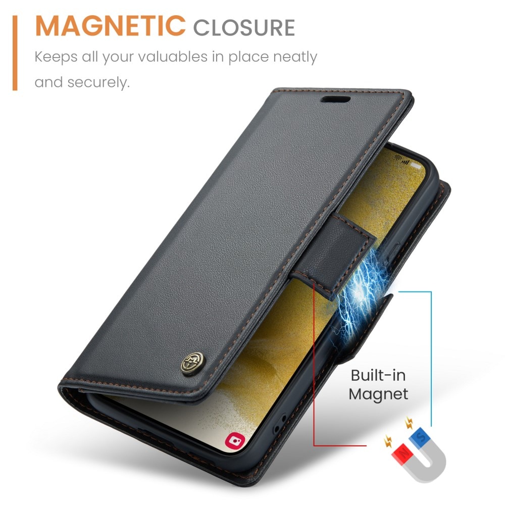 RFID blocking Slim Bookcover hoesje Samsung Galaxy S22 zwart