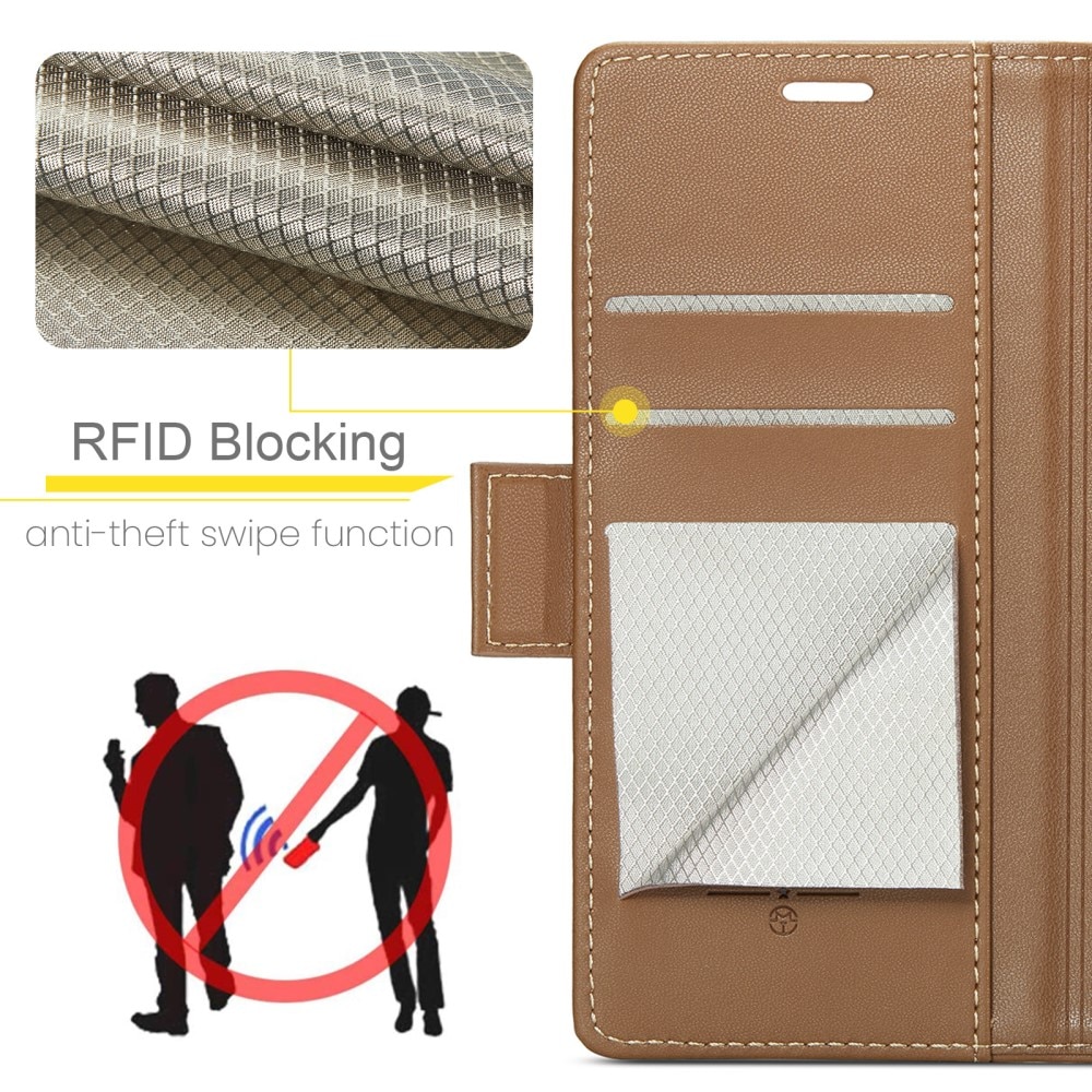 RFID blocking Slim Bookcover hoesje Samsung Galaxy S22 bruin