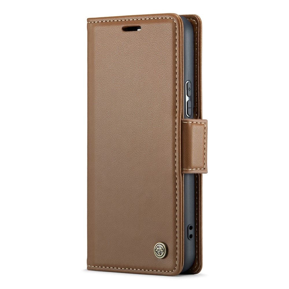 RFID blocking Slim Bookcover hoesje Samsung Galaxy S22 bruin