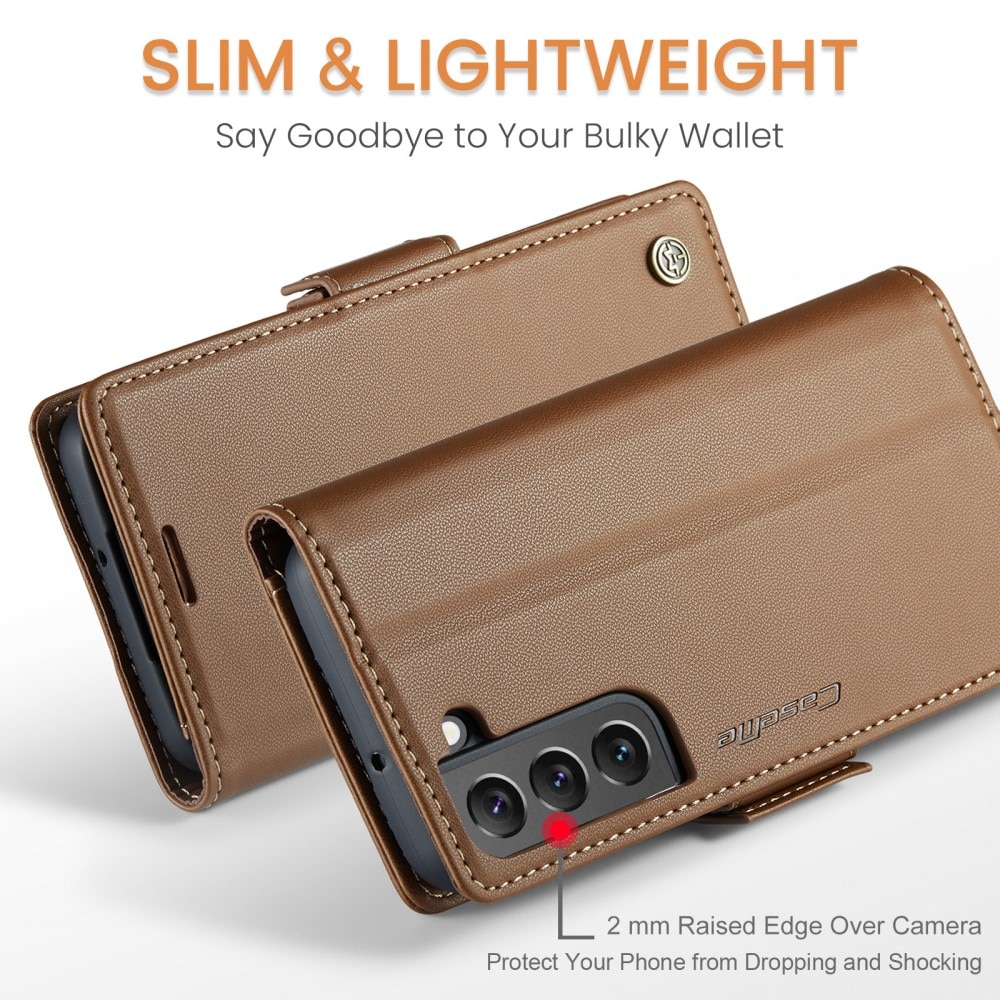 RFID blocking Slim Bookcover hoesje Samsung Galaxy S22 Plus bruin