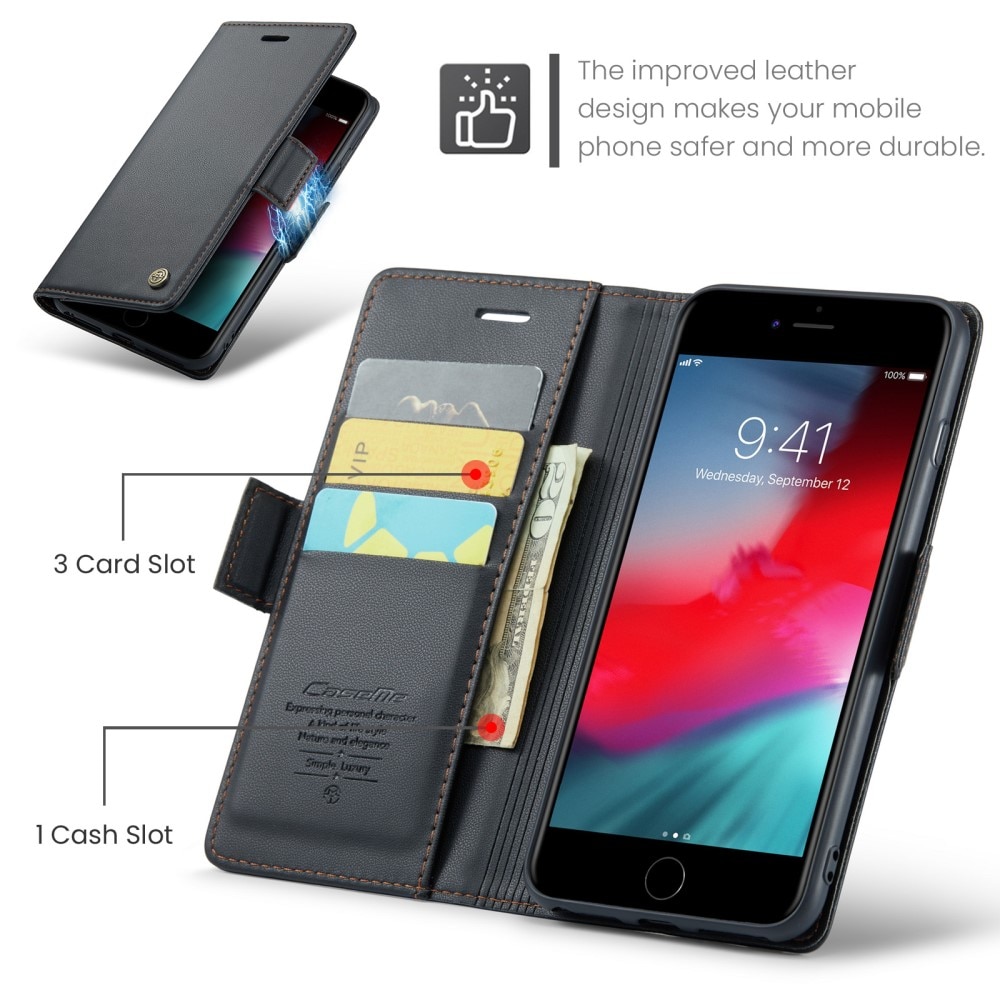RFID blocking Slim Bookcover hoesje iPhone 7 Plus/8 Plus zwart