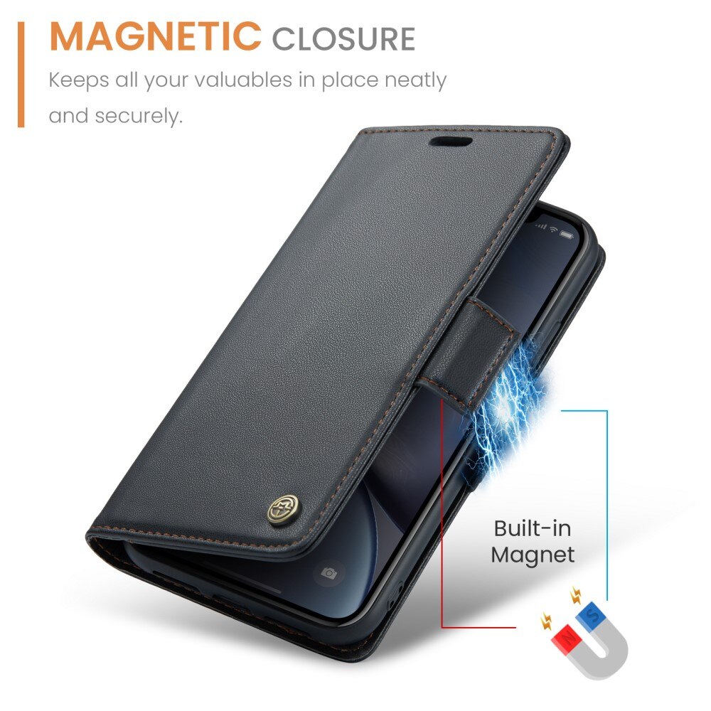 RFID blocking Slim Bookcover Hoesje iPhone Xr Zwart