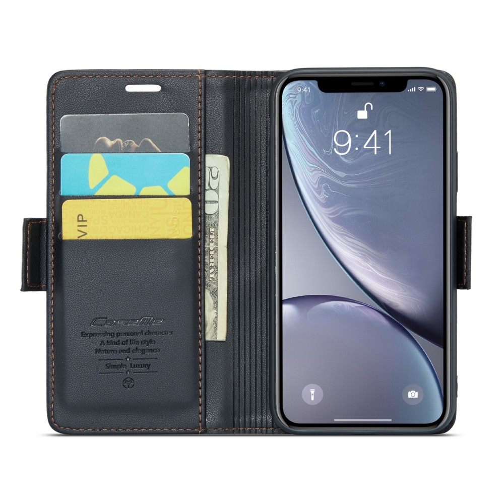 RFID blocking Slim Bookcover Hoesje iPhone Xr Zwart