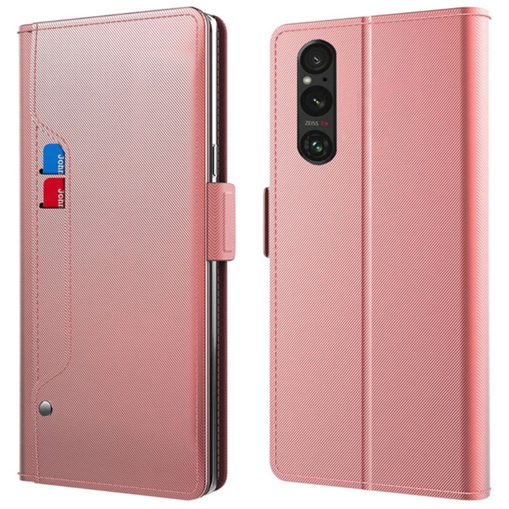 Sony Xperia 10 VI Bookcover Hoesje met Spiegel roze goud