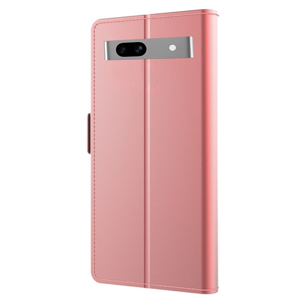 Google Pixel 7a Bookcover Hoesje met Spiegel roze goud