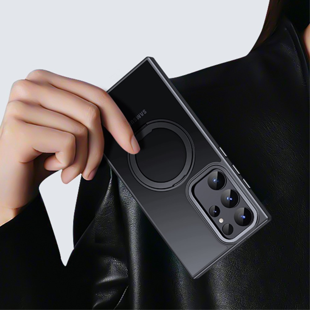 Samsung Galaxy S23 Ultra Hybridcase MagSafe Ring Kickstand zwart