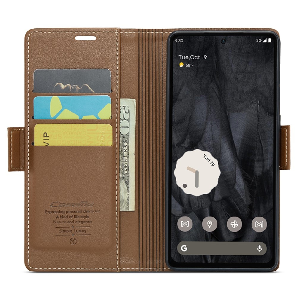 RFID blocking Slim Bookcover hoesje Google Pixel 8 Pro bruin