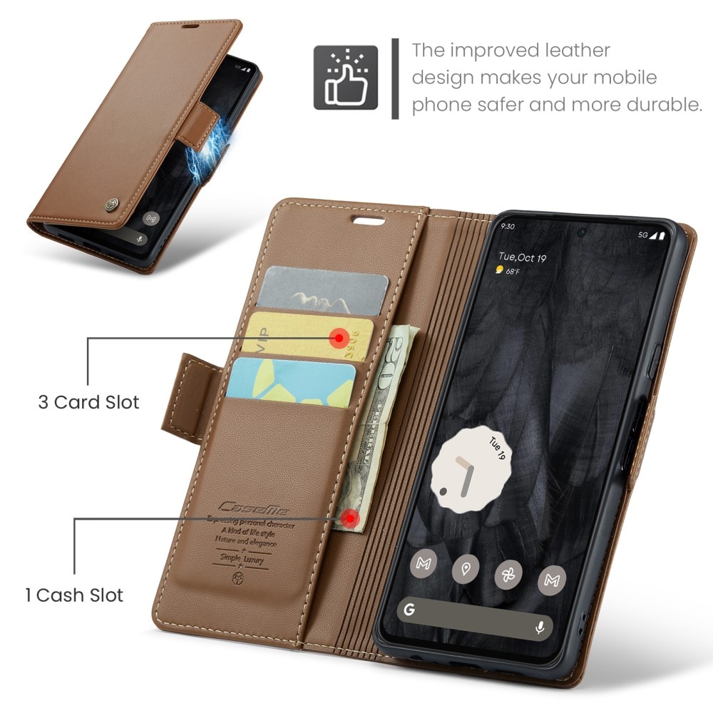 RFID blocking Slim Bookcover hoesje Google Pixel 8 Pro bruin