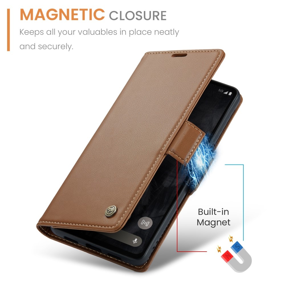 RFID blocking Slim Bookcover hoesje Google Pixel 8 Pro bruin